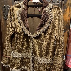 Crushed velvet &lace in chocolate brown! Xl jacket